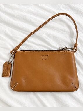 Coach Tan Leather Wristlet Pouch